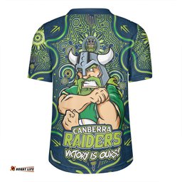 Canberra Raiders V-Neck Rugby Jerseys Aboriginal Pattern Inspired Victory Is Ours