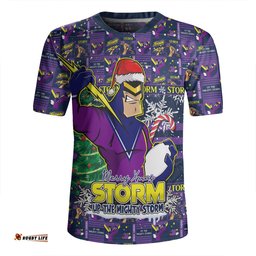 Melbourne Storm V-Neck Rugby Jerseys Merry Ugly Christmas Comic Style