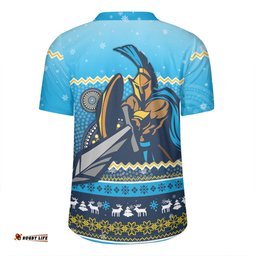 Gold Coast Titans Christmas Custom V-Neck Rugby Jerseys - Ugly Xmas And Aboriginal Patterns For Die Hard Fan V-Neck Rugby Jerseys