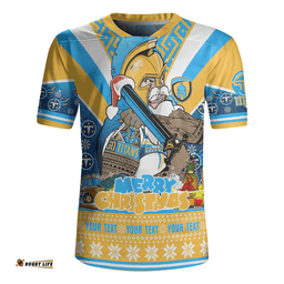 Gold Coast Titans Christmas Custom V-Neck Rugby Jerseys - Gold Coast Titans Santa Aussie Big Things V-Neck Rugby Jerseys