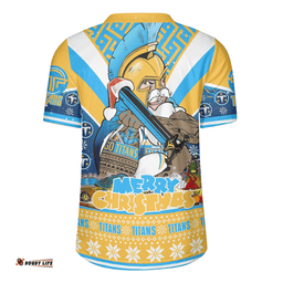Gold Coast Titans Christmas Custom V-Neck Rugby Jerseys - Gold Coast Titans Santa Aussie Big Things V-Neck Rugby Jerseys