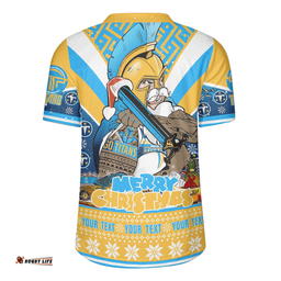 Gold Coast Titans Christmas Custom V-Neck Rugby Jerseys - Gold Coast Titans Santa Aussie Big Things V-Neck Rugby Jerseys