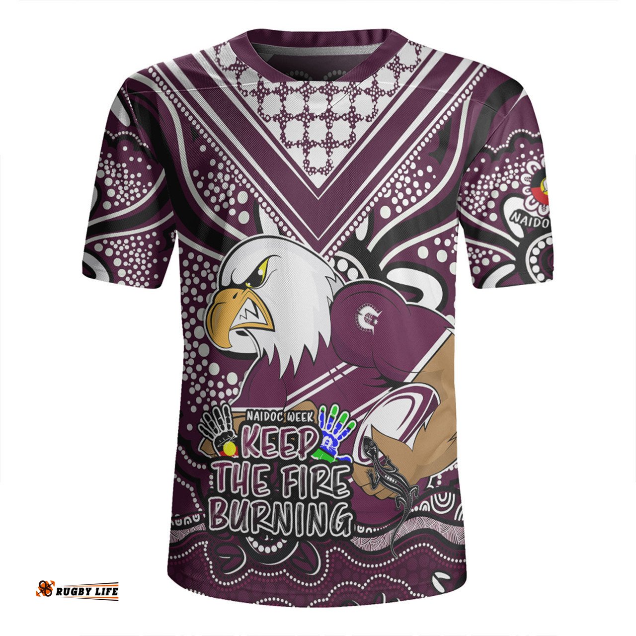 Manly Warringah Sea Eagles V-Neck Rugby Jerseys Aboriginal Inspired Naidoc Week Custom For Die Hard Fan Supporters