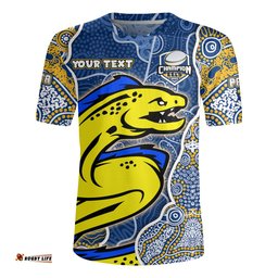 Parramatta Eels Grand Final Custom V-Neck Rugby Jerseys - Custom Parramatta Eels With Contemporary Style Of Aboriginal Painting V-Neck Rugby Jerseys