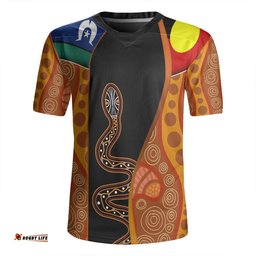 Australia Aboriginal Custom V-Neck Rugby Jerseys - Indigenous Rainbow Serpent Inspired V-Neck Rugby Jerseys
