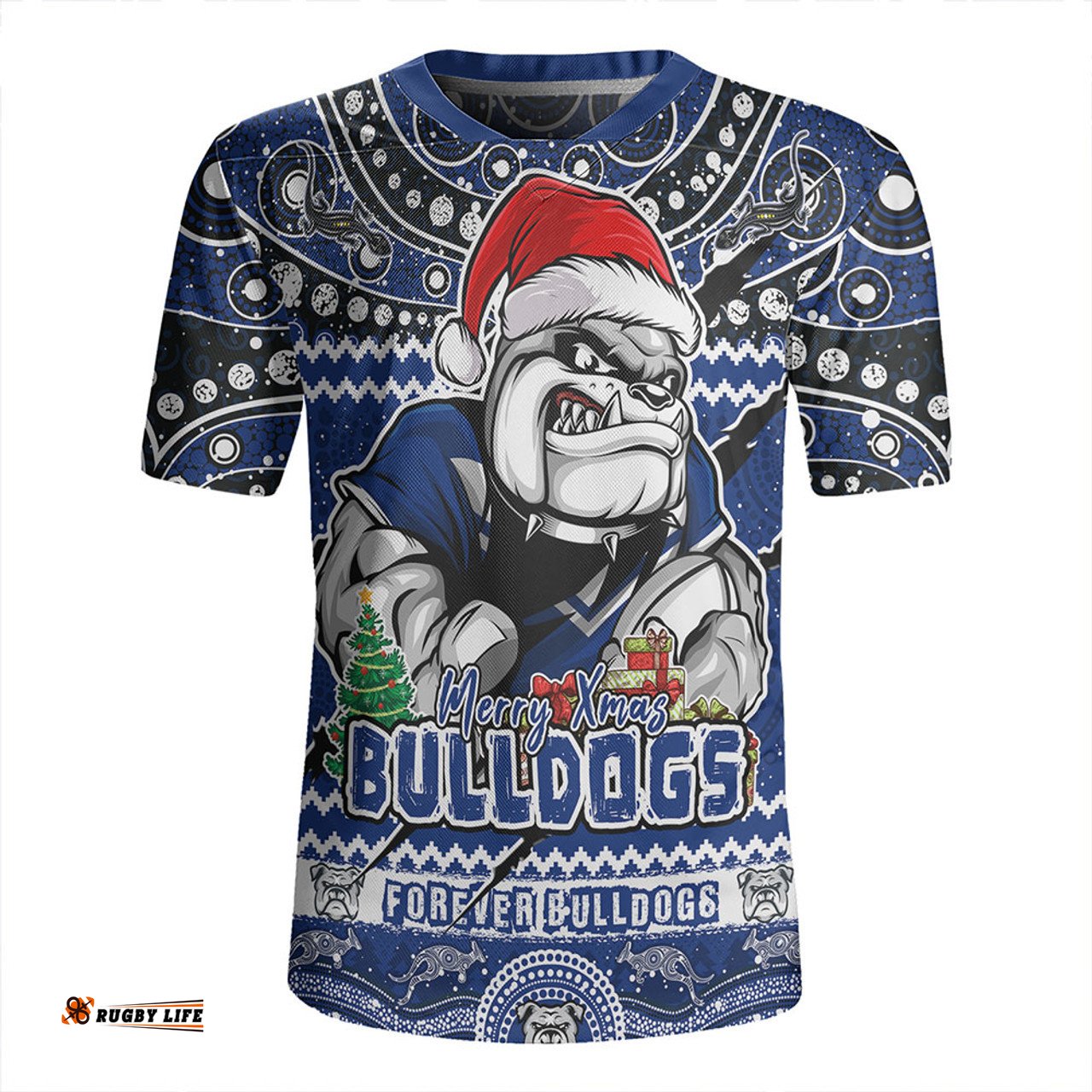 Canterbury-Bankstown Bulldogs V-Neck Rugby Jerseys Aboriginal Xmas Special Ugly Christmas Style