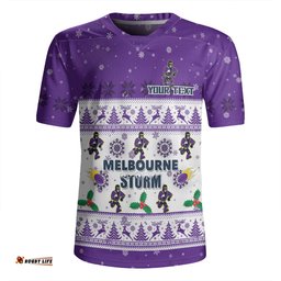 Melbourne Storm Christmas Custom V-Neck Rugby Jerseys - Special Ugly Christmas V-Neck Rugby Jerseys
