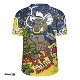 North Queensland Cowboys Christmas Custom V-Neck Rugby Jerseys - Let's Get Lit Chrisse Pressie V-Neck Rugby Jerseys