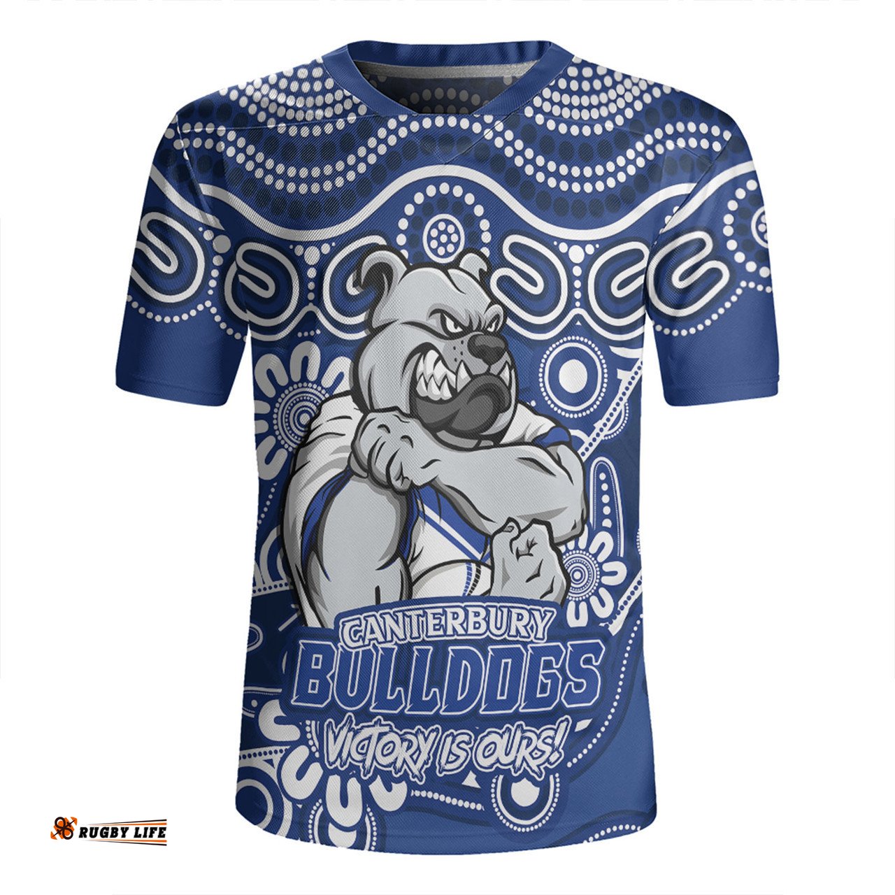 Canterbury-Bankstown Bulldogs V-Neck Rugby Jerseys Aboriginal Inspired Tough Fan Rugby For Life Ver 2.0