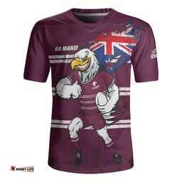 Manly Warringah Sea Eagles V-Neck Rugby Jerseys Custom For Die Hard Fan Australia Flag Scratch Style