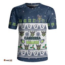 Canberra Raiders Christmas Custom V-Neck Rugby Jerseys - Special Ugly Christmas V-Neck Rugby Jerseys