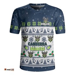 Canberra Raiders Christmas Custom V-Neck Rugby Jerseys - Special Ugly Christmas V-Neck Rugby Jerseys
