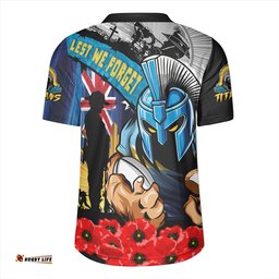 Gold Coast Titans V-Neck Rugby Jerseys United In Spirit Anzac Day Tribute