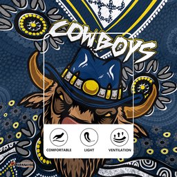 North Queensland Cowboys V-Neck Rugby Jerseys - Custom Blue North Queensland Cowboys Blooded Aboriginal Inspired