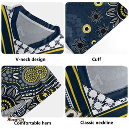 North Queensland Cowboys V-Neck Rugby Jerseys - Custom Blue North Queensland Cowboys Blooded Aboriginal Inspired
