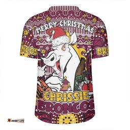 Brisbane Broncos Christmas Custom V-Neck Rugby Jerseys - Christmas Knit Patterns Vintage Jersey Ugly V-Neck Rugby Jerseys