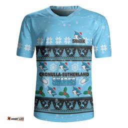 Cronulla-Sutherland Sharks Christmas Custom V-Neck Rugby Jerseys - Special Ugly Christmas V-Neck Rugby Jerseys