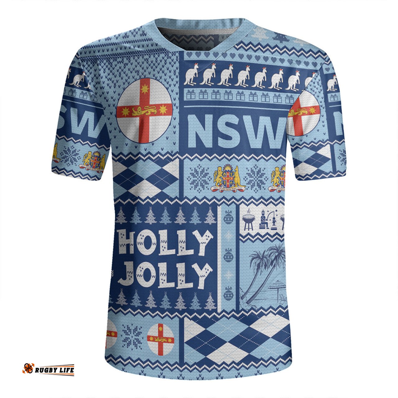 New South Wales Christmas V-Neck Rugby Jerseys - Holly Jolly Chrissie V-Neck Rugby Jerseys