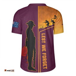 Brisbane Broncos V-Neck Rugby Jerseys - Anzac Day Lest We Forget Poppy