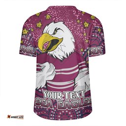 Manly Warringah Sea Eagles Custom V-Neck Rugby Jerseys - Custom With Aboriginal Inspired Style Of Dot Painting Patterns V-Neck Rugby Jerseys