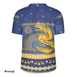 Parramatta Eels Christmas Custom V-Neck Rugby Jerseys - Ugly Xmas And Aboriginal Patterns For Die Hard Fan V-Neck Rugby Jerseys