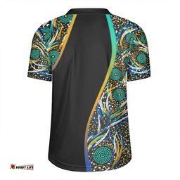 Australia Aboriginal Custom V-Neck Rugby Jerseys - Color Dot Dreamtime V-Neck Rugby Jerseys
