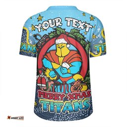 Gold Coast Titans Christmas Custom V-Neck Rugby Jerseys - Merry Christmas Our Beloved Team With Aboriginal Dot Art Pattern V-Neck Rugby Jerseys