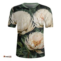 Copy of Australia Waratah V-Neck Rugby Jerseys - White Waratah Flowers Fine Art Ver2 V-Neck Rugby Jerseys