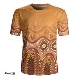 Australia Aboriginal Custom V-Neck Rugby Jerseys - Brown Aboriginal Dot V-Neck Rugby Jerseys