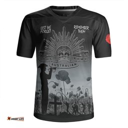 Australia Anzac Day V-Neck Rugby Jerseys - Lest We Forget Black V-Neck Rugby Jerseys
