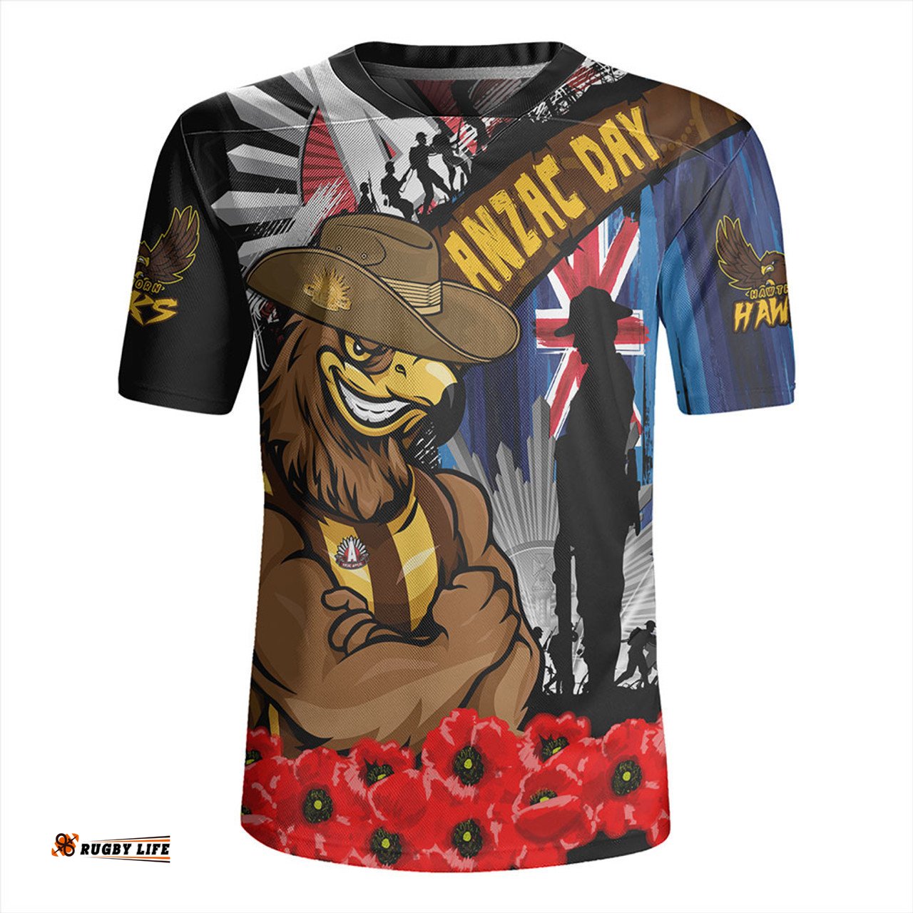 Hawthorn V-Neck Rugby Jerseys Anzac Day Honor United In Spirit