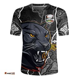Penrith Panthers Grand Final Custom V-Neck Rugby Jerseys - Custom Penrith Panthers With Contemporary Style Of Aboriginal Painting V-Neck Rugby Jerseys