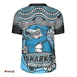 Cronulla-Sutherland Sharks V-Neck Rugby Jerseys Aboriginal Inspired Tough Fan Rugby For Life