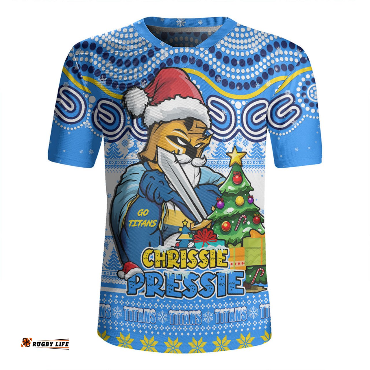 Gold Coast Titans V-Neck Rugby Jerseys Aussie Ugly Christmas For Die Hard Fan Supporters