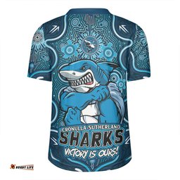 Cronulla-Sutherland Sharks V-Neck Rugby Jerseys Aboriginal Pattern Inspired Victory Is Ours