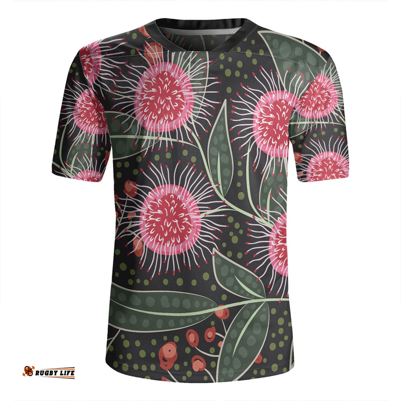 Australia Flowers Aboriginal V-Neck Rugby Jerseys - Aboriginal Style Australian Hakea Flower V-Neck Rugby Jerseys