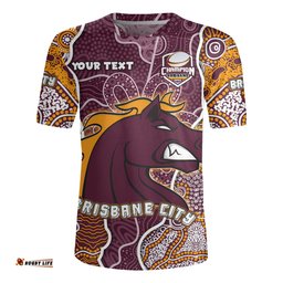 Brisbane Broncos Grand Final Custom V-Neck Rugby Jerseys - Custom Brisbane Broncos With Contemporary Style Of Aboriginal Painting V-Neck Rugby Jerseys
