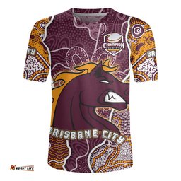 Brisbane Broncos Grand Final Custom V-Neck Rugby Jerseys - Custom Brisbane Broncos With Contemporary Style Of Aboriginal Painting V-Neck Rugby Jerseys
