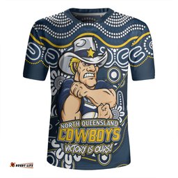 North Queensland Cowboys V-Neck Rugby Jerseys Aboriginal Inspired Tough Fan Rugby For Life