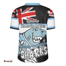 Cronulla-Sutherland Sharks V-Neck Rugby Jerseys - Happy Australia Day We Are One And Free V2
