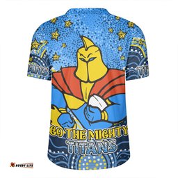 Gold Coast Titans Custom V-Neck Rugby Jerseys - Custom With Aboriginal Inspired Style Of Dot Painting Patterns V-Neck Rugby Jerseys