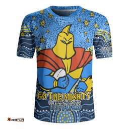 Gold Coast Titans Custom V-Neck Rugby Jerseys - Custom With Aboriginal Inspired Style Of Dot Painting Patterns V-Neck Rugby Jerseys