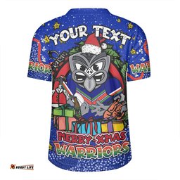 New Zealand Warriors Christmas Custom V-Neck Rugby Jerseys - Merry Christmas Our Beloved Team With Aboriginal Dot Art Pattern V-Neck Rugby Jerseys