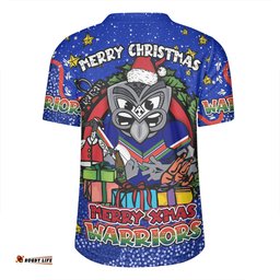 New Zealand Warriors Christmas Custom V-Neck Rugby Jerseys - Merry Christmas Our Beloved Team With Aboriginal Dot Art Pattern V-Neck Rugby Jerseys