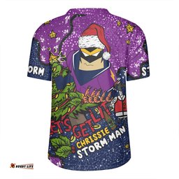 Melbourne Storm Christmas Custom V-Neck Rugby Jerseys - Let's Get Lit Chrisse Pressie V-Neck Rugby Jerseys