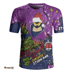 Melbourne Storm Christmas Custom V-Neck Rugby Jerseys - Let's Get Lit Chrisse Pressie V-Neck Rugby Jerseys
