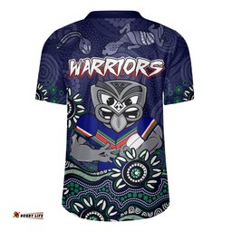 New Zealand Warriors V-Neck Rugby Jerseys - Custom Blue Warriors Blooded Aboriginal Inspired
