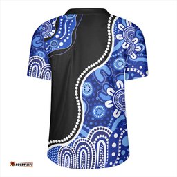 Australia V-Neck Rugby Jerseys Aboriginal Dot Painting Blue