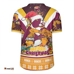 Brisbane Broncos Christmas Custom V-Neck Rugby Jerseys - Broncos Santa Aussie Big Things Christmas V-Neck Rugby Jerseys