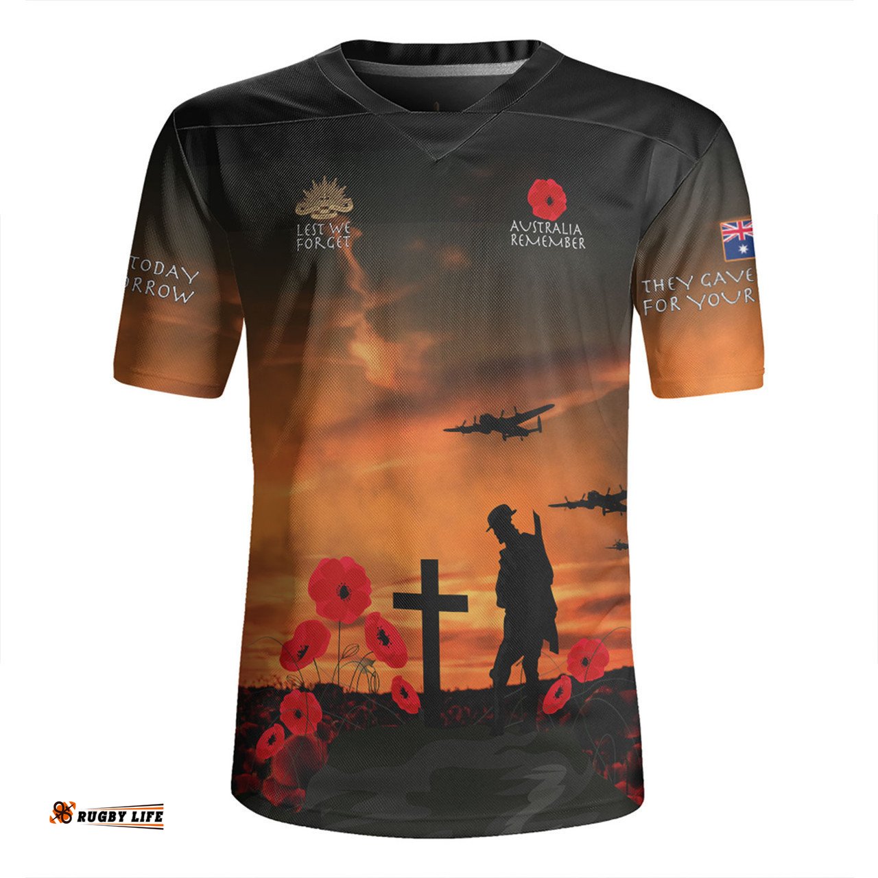 Australia Anzac Day V-Neck Rugby Jerseys - Australia Remember Orange V-Neck Rugby Jerseys